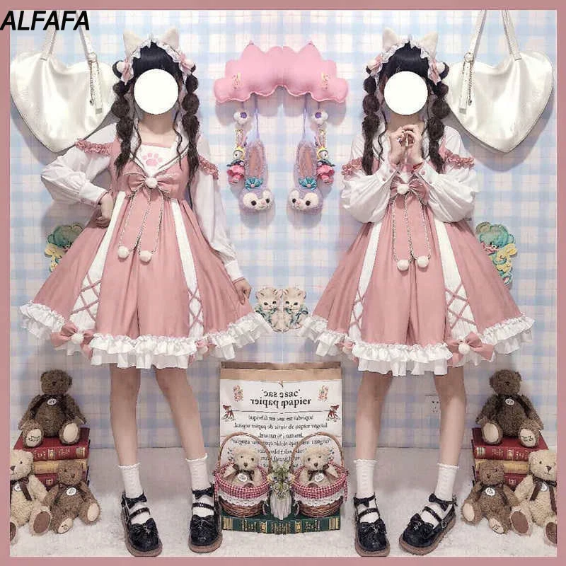 Vestido Kawaii Anime para Mulheres, Vestido de Princesa, Vestido Vintage,  Doce Lolita, Era Vitoriana, Roupas Cosplay, Linda Garota Estética -  AliExpress