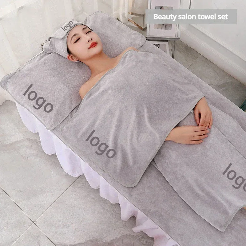 Description Picture 2 of item5pcs SPA Dedicated Towels Thickened Beauty Salon Customized Logo Bath Hair Towel Set Pattern Personalized Bed Towel Your Name