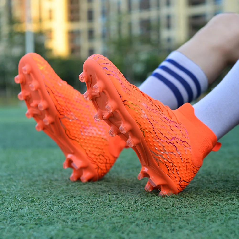 Adult Men's TF/FG New Soccer Shoes High Top Professional Anti-Slip Durable Football Boots Children's Outdoor Soccer Sneakers