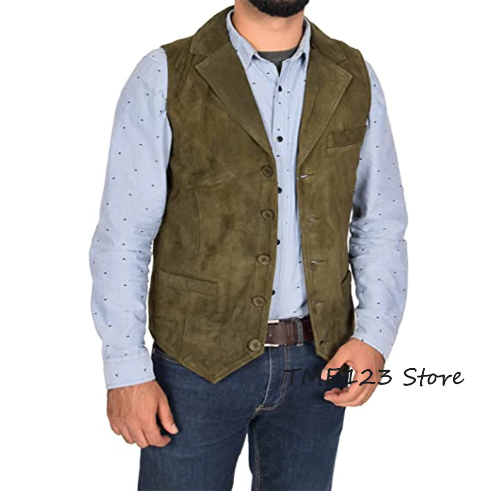 Men's Suit Vest Single-breasted Suede Vests Gentleman Punk Party Coat Sleeveless Jacket chaleco hombre