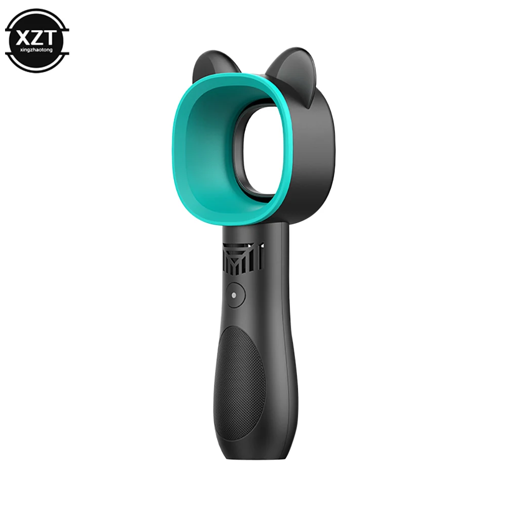 Mini Bladeless Fan Cute Cat Hand held USB Rechargeable Fans 1200mAh Mute Without Vane for Home Outdoor Ventilador Cooler Fan