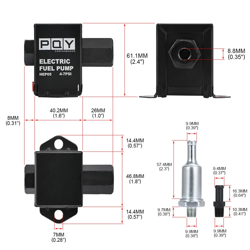 Electronic 12V Fuel Pump 2.5-7PSI Pressure 90LPH Gas Petrol Diesel Compatible FEP12SV E8012S For Auto Carburetor Motorcycle fuel pump