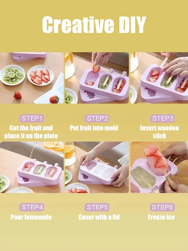 Description Picture 2 of itemBONIETOP Silicone Ice Cream Mold Ice Cube Pudding Ice Box Ice Lattice Food Grade Material Household Refrigerator Kitchen DIY