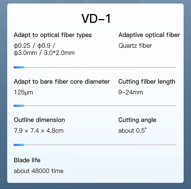 VD-1 One-step Fully Automatic High Precision Fiber Optic Cleaver FTTH Tool Optic