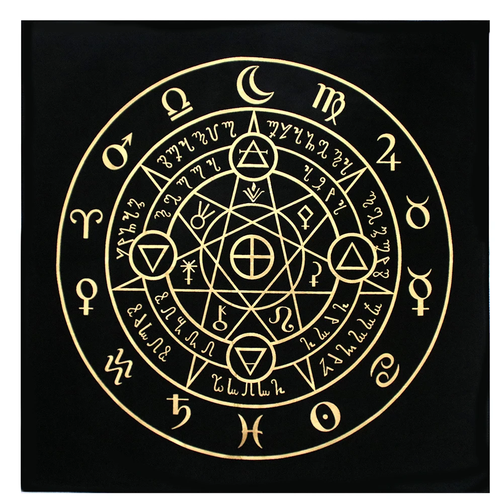 Black Tablecloths Tarot Clot Card Divination Halloween Tablecloth Black gold Fashion Decoration Alchemical Sigil Altar Astrology 4