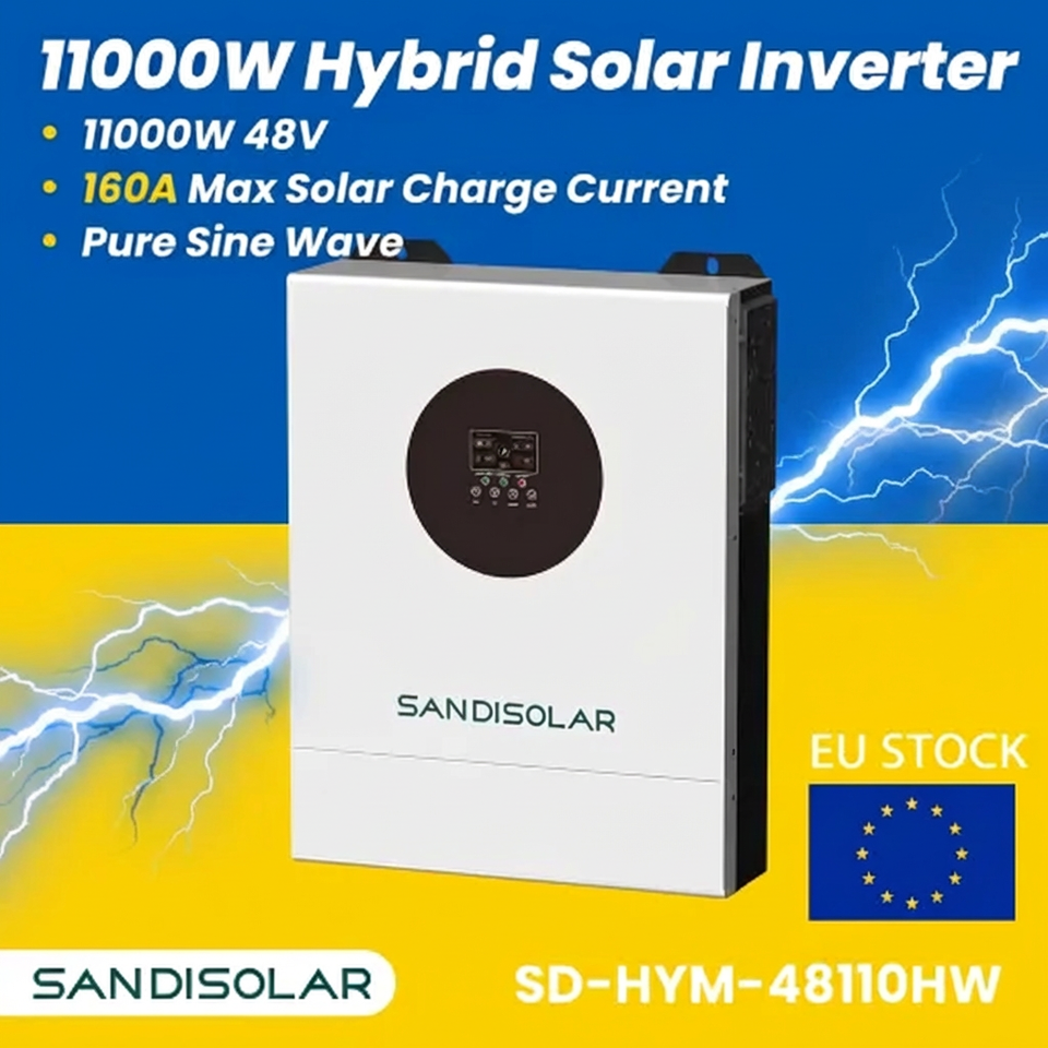 SANDISOLAR  Hybrid Solar Inverter 11000W 48V Dual Input MPPT 160A 500V 11kW Solar Split Phase Inverter Charger Support BMS Wifi
