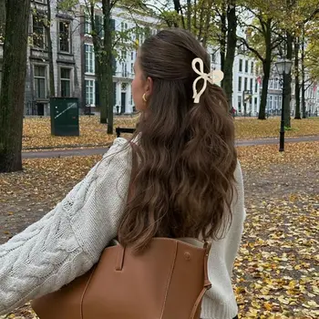 الانحناء القرش مخلب كليب مريحة قبضة قوية الشعر التبعي الوردي الشريط كليب العصرية مشبك شعر كبير للشعر الكثيف 3