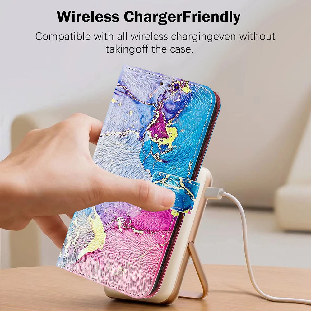 Vibrant Artistic Shockproof Wallet Phone Case Cover