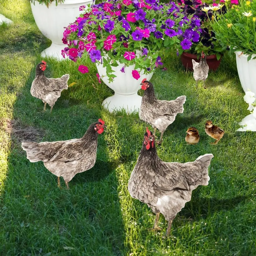 

Realistic Rooster Statues Acrylic Double-Sided Printing Outdoor Garden Sculptures Chicken Ornaments Yard Art Decor