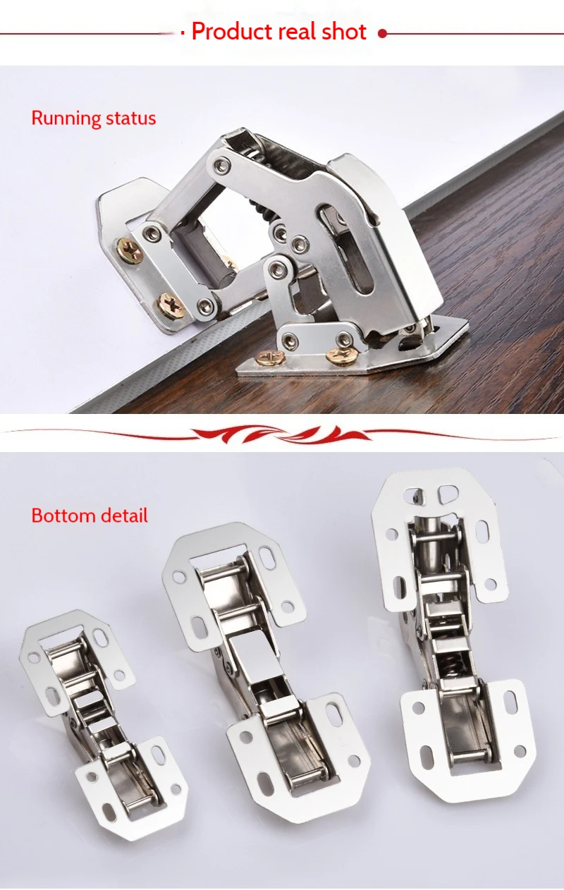 Description Picture 4 of itemCabinet Hinge 90 Degree 3inch No-Drilling Hole Cupboard Door Hydraulic Hinges Soft Close With Screws Furniture Hardware