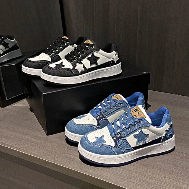 Women Sneakers Fashion Star Skate Shoes Punk Hip Hop Style Student Sports 2 Summer All-match Non-slip Booster Casual Shoes 2