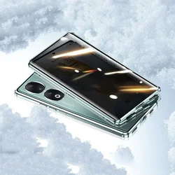 Double-Sided Magnetic Glass Phone Case with 360° Full Protection and Anti-Peeping Feature for Honor 90 Pro (Anti Spy Green)