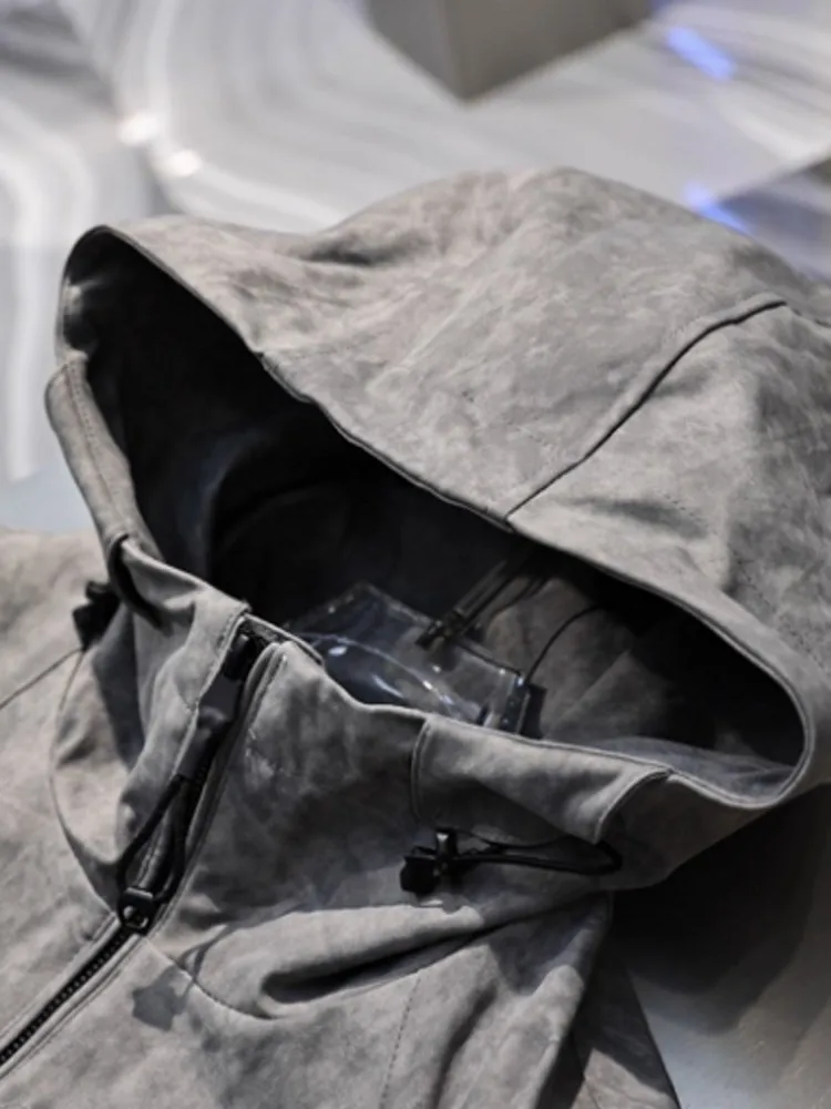 패션 남성용 야외 가을 트레이닝 아웃웨어 하이킹 후드 지퍼 윈드브레이커 캠핑 코트 남성 루즈핏 방풍 스포츠 재킷