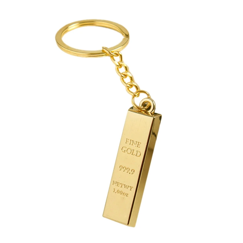 Porte-clés en Faux or Miniature 9999, pendentif en barre