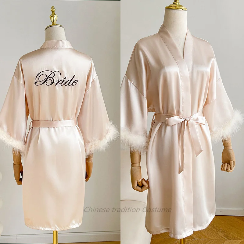 Abito da damigella d'onore blu, abito corto da sposa in kimono