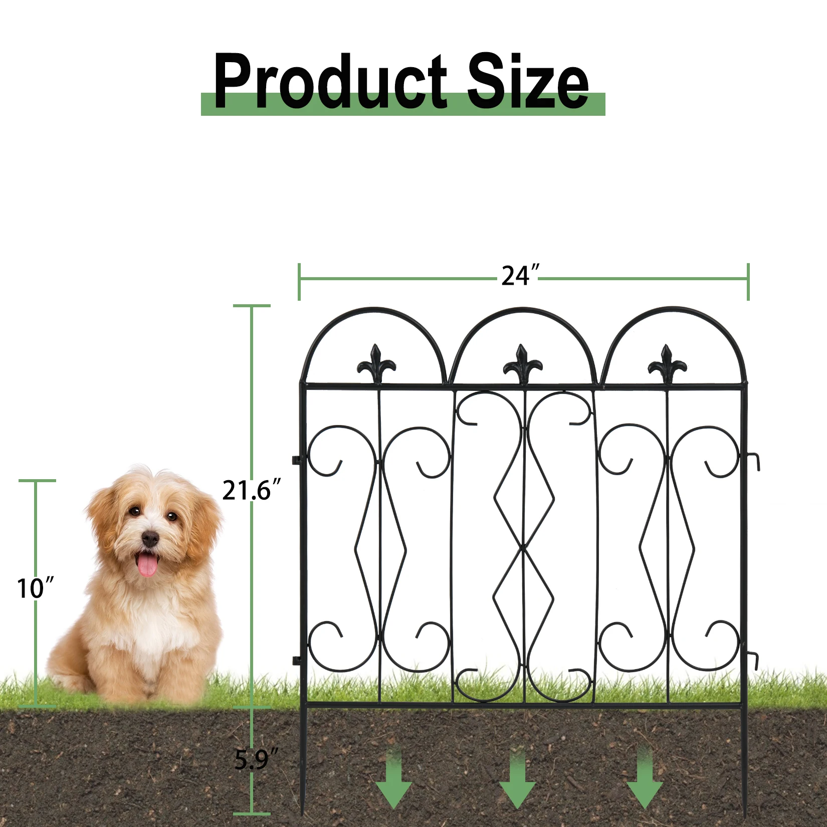 5 Pieces Outdoor Rustproof Garden Fence Decorative Landscape Edging Barrier