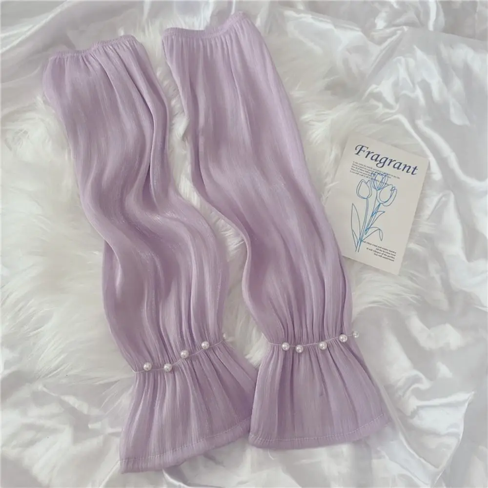 Transparent Ice Silk Sleeves Gloves Lace Shiny Driving Arm Sleeves Cycling Sleeves Sun Protection Summer Sunscrean Sleeves