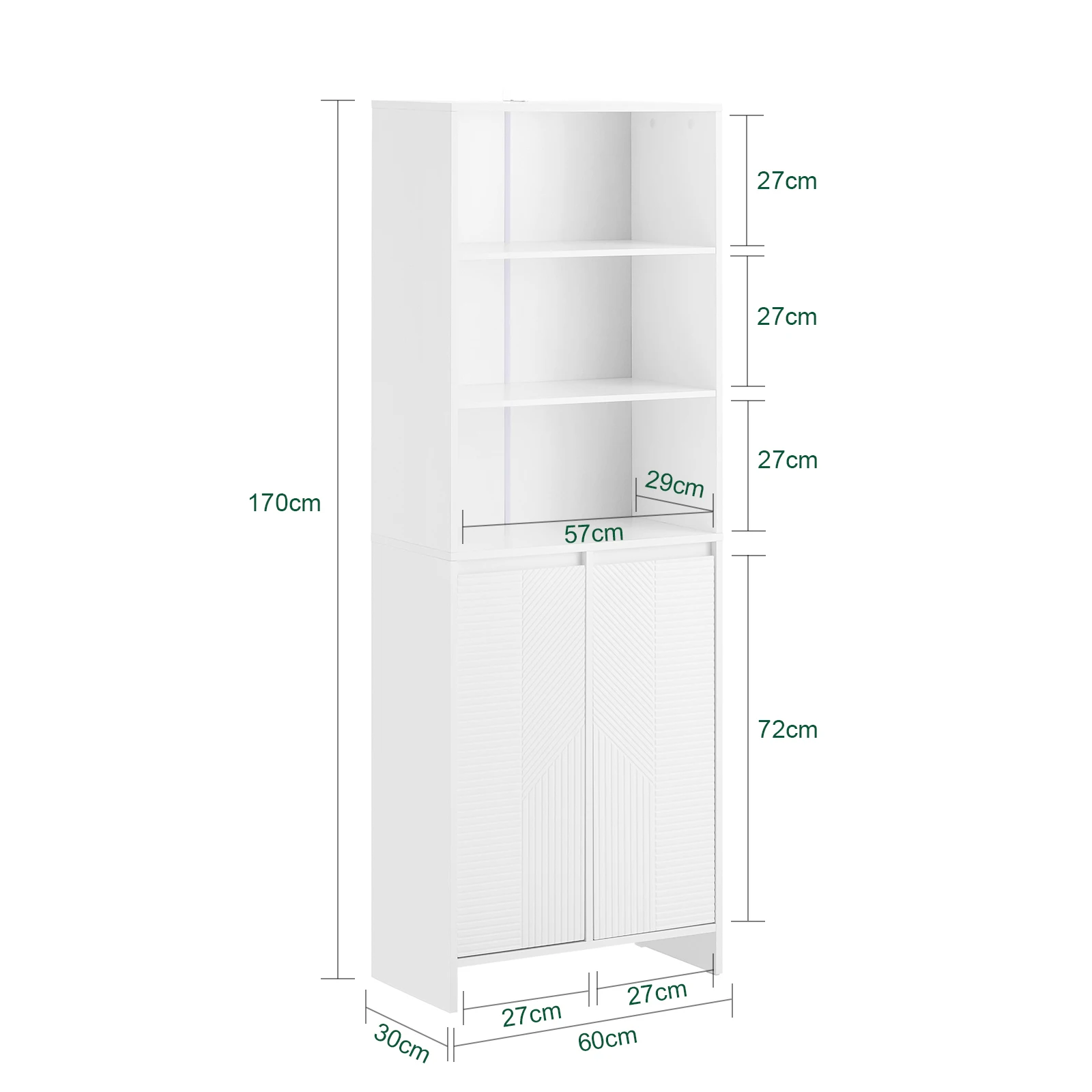 SoBuy BZR155-W Schmaler Badezimmerschrank mit Wäschekorb, Bad Hochschrank mit Türen & Regal für Badezimmer 60x30x171 – Detail 1