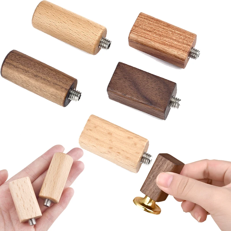 Manico in legno di qualità sigillo di cera accessori per timbri portatile Mini strumento di tenuta fai da te manici in noce perlato retrò Post regali decorativi - immagine 2