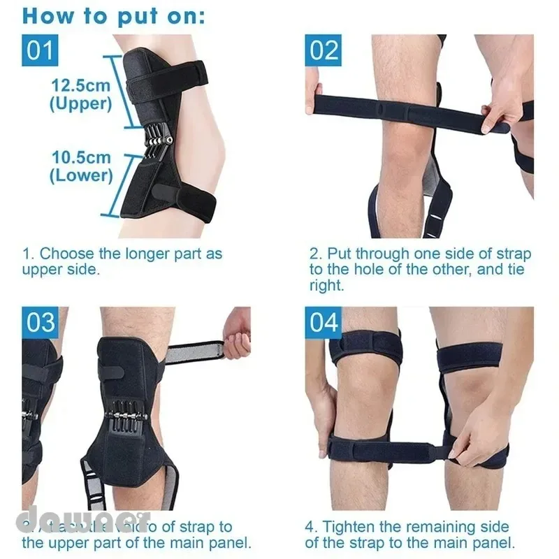 Knee Booster 1 Pair Support Knee Pads Breathable Non-slip Lift Pain Relief For Knee Power Spring Force Stabilizer 6