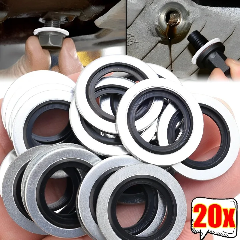 Car Oil Pan Drain Gasket Kit Drainage Bolt Pad Rubber Oil Drain Plug Gasket Replaceable Washer Seal Set 20/10PCS M16