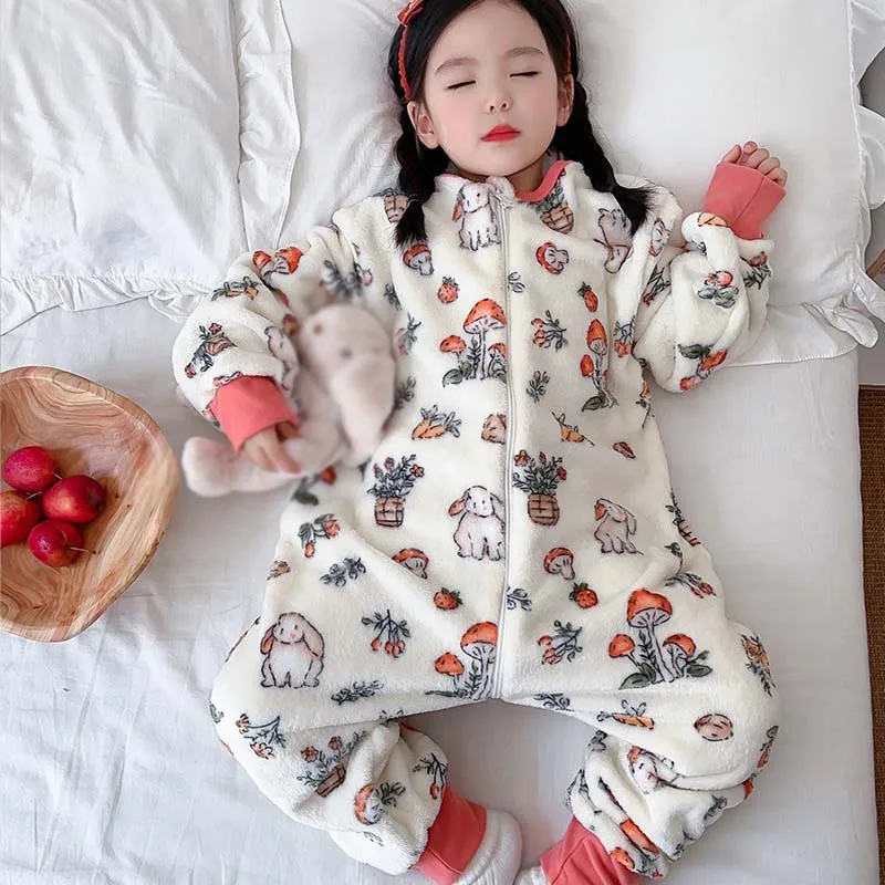 Cartoon Flannel Fleece Children Baby Sleeping Bag Sack Warm Winter Clothes Toddler Sleepsack Pajamas For Girls Boys Kids 2-6T kids pajamas