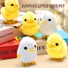 2pcs wind-up jumping chicken and duck toys, simulated plush chicken and duck walking simulation, Halloween and Christmas gifts 1