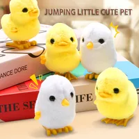 2pcs wind-up jumping chicken and duck toys, simulated plush chicken and duck walking simulation, Halloween and Christmas gifts 1