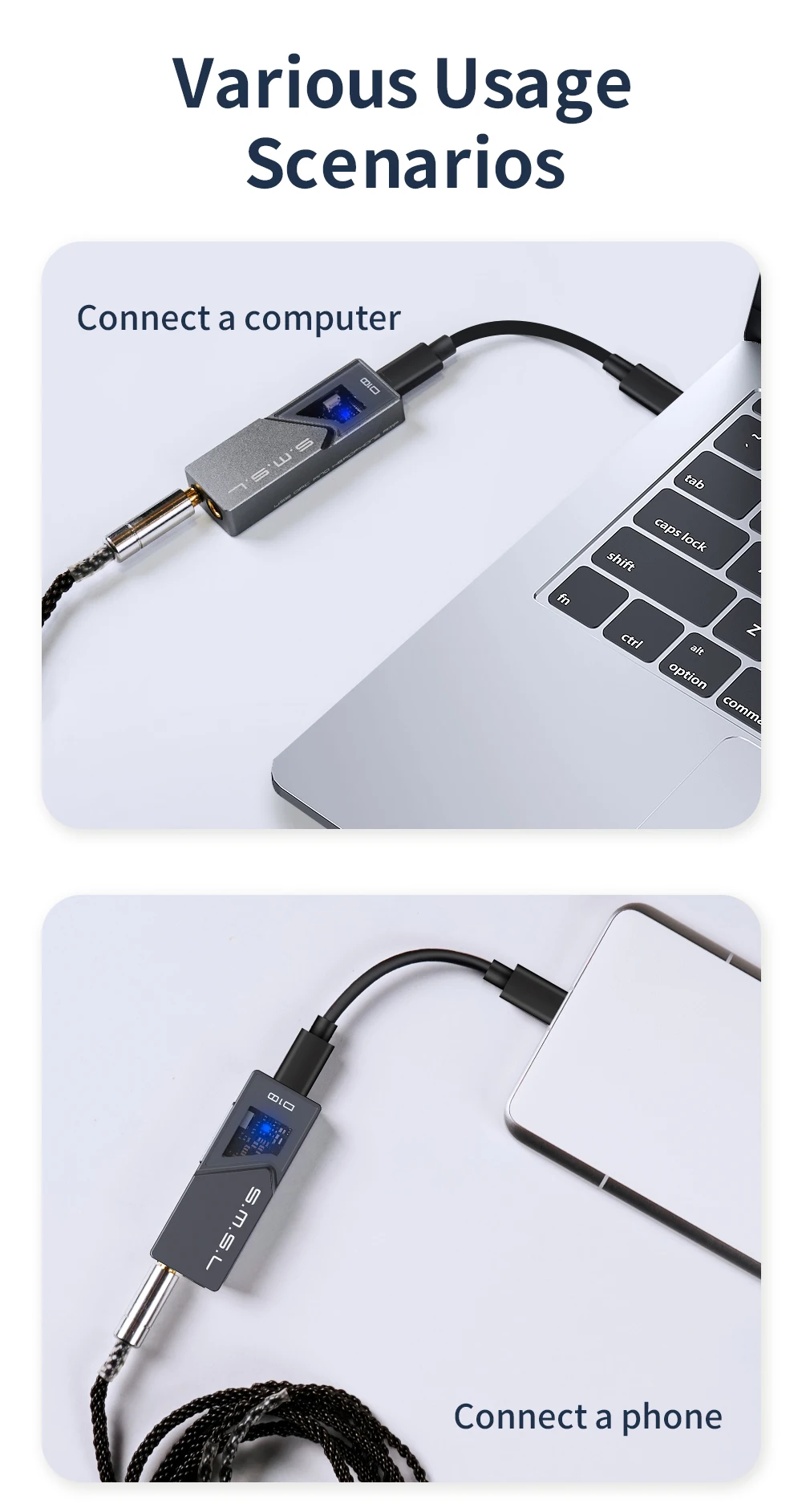 Портативный USB сбалансированный ЦАП SMSL D10, цифровой музыкальный ...