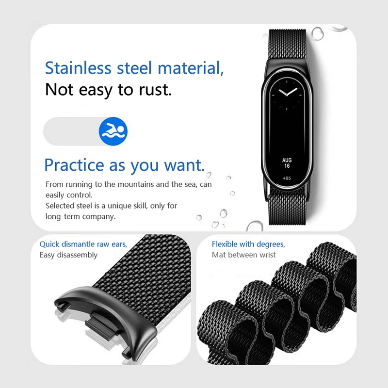 Milanese Magnetic Loop Metal Strap with TPU Soft Screen Protector