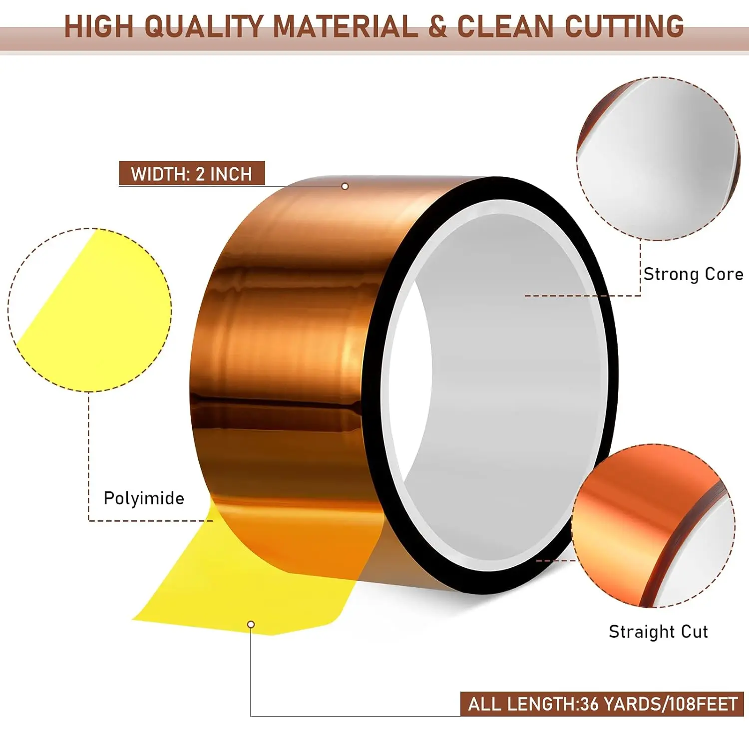 1PC Self Adhesive Tape 33M High Temperature Resistant Tape Electronics Industry Welding Polyimide Capton Insulating