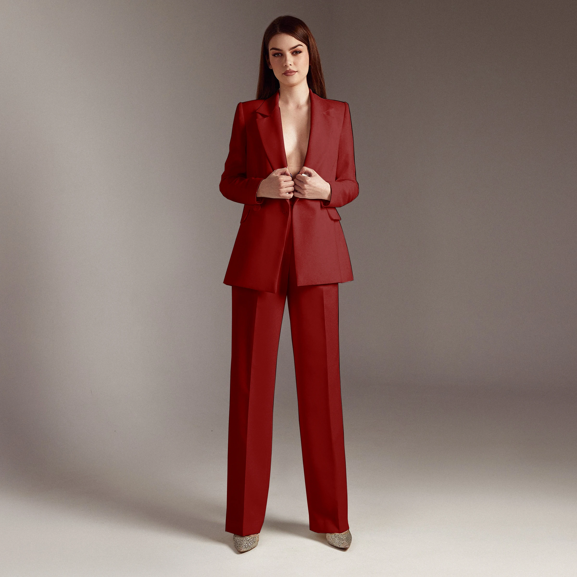 

2023 Ladies Suit 2-Piece Solid Color Suit Business Office Fashion Casual New Commuter Clothing