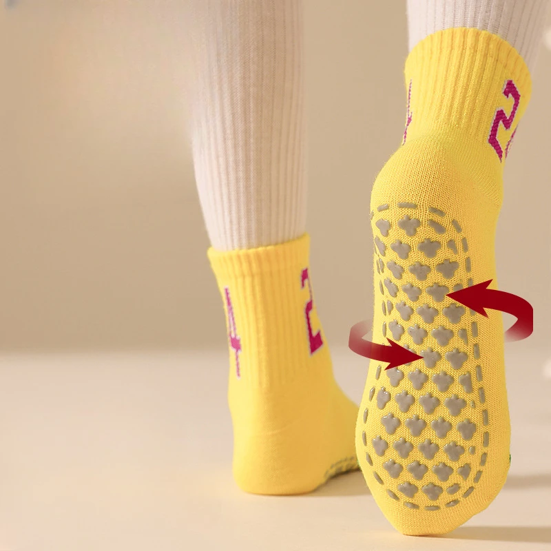 Children's Socks Non-slip Glue Floor Trampoline Four Seasons Simple Letter Trend Student Indoor Yoga Socks 6 Pairs childrens socks