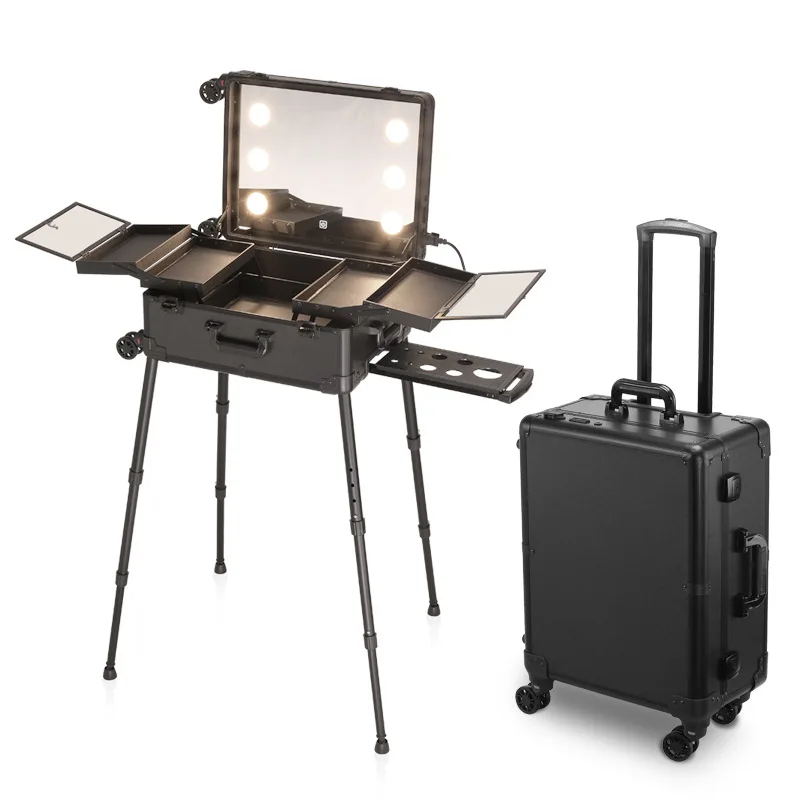 3in 1 Vanity Box and trolley, Professional Cosmetic Trolley with Large –  barbersupply.in