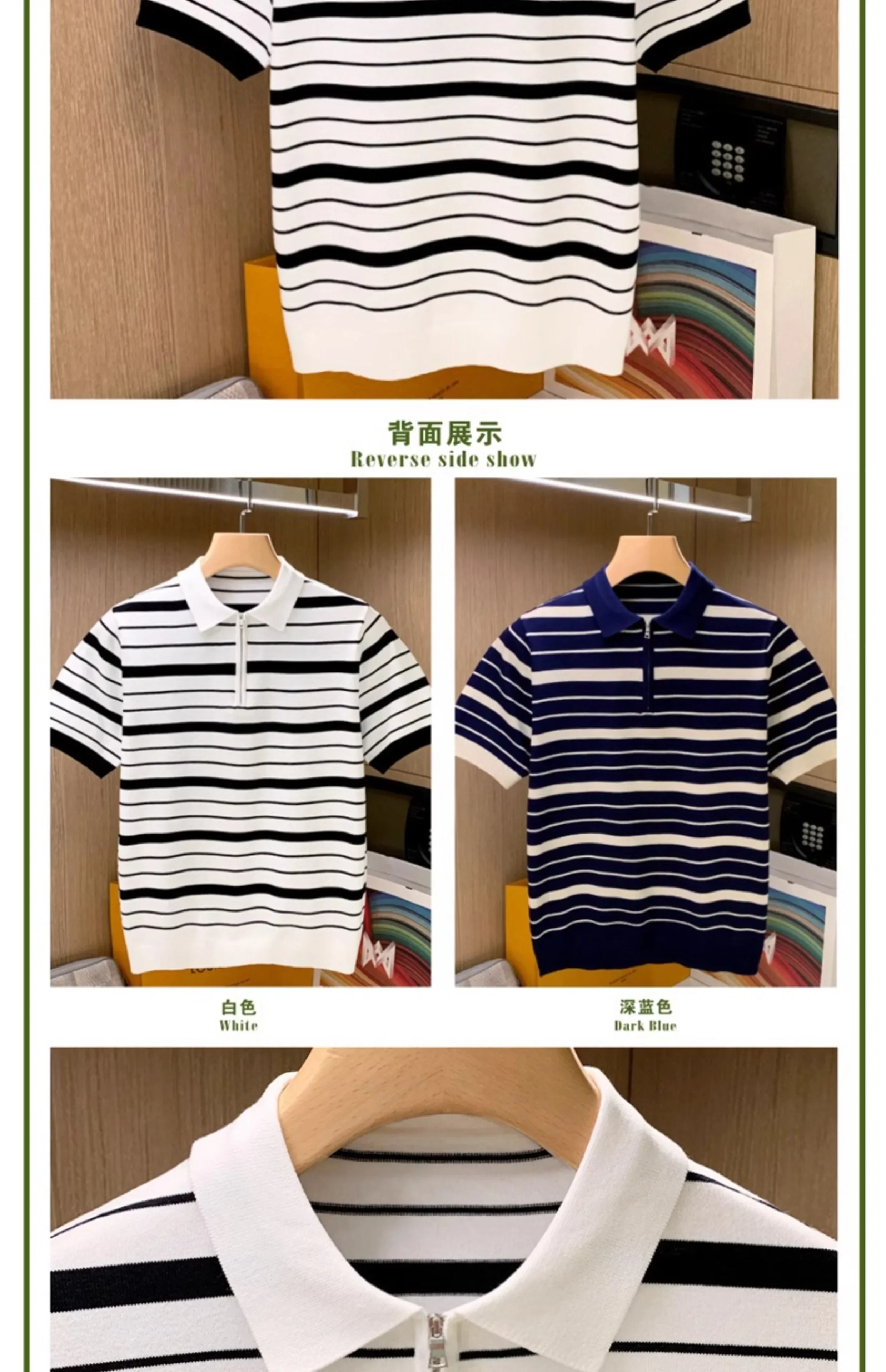 Description Picture 3 of itemTop Grade 2024 New Fashion Brand Designer Luxury Stripe Mens Polo Shirts Regular Fit Casual Short Sleeve Tops Mens Clothing W36