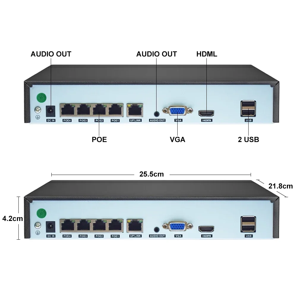 8MP POE NVR H.265 48V Video Recorder for POE IP Camera Audio Out Face Detect Alarm Security Surveillance Cameras CCTV NVR System