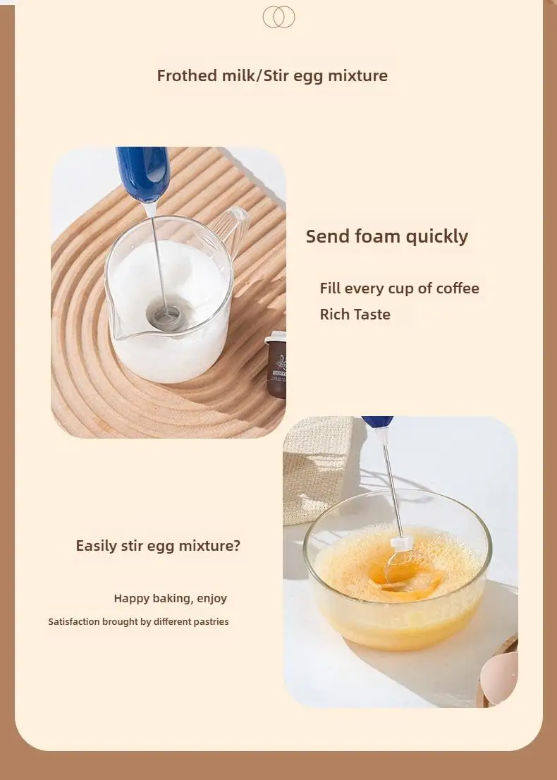 Description Picture 6 of itemPortable Rechargeable Electric Milk Frother Foam Maker Handheld Foamer High Speeds Whisk Cappuccino Mixer Coffee Wand whisk