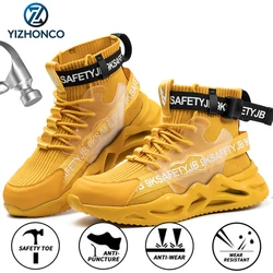 Chaussures de sécurité à bout en acier pour homme, bottes de sécurité Anti écrasement, décontractées, de travail, de randonnée, à la mode, printemps 
