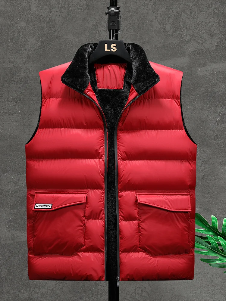 

6xl 7xl 8xl Winter Thick Warm Fleece Lined Vest Men Sleeveless Gilet Jackets Thermal Waistcoat Slim Fit Casual Vests Big Size