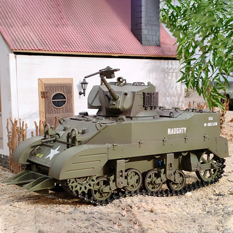 Kubing Ke 1/16 Full Scale US Stuart M5A1 Remote Control Tank Smoke Belt Expansion Simulation Model Outdoor Toy Festival Gift 4