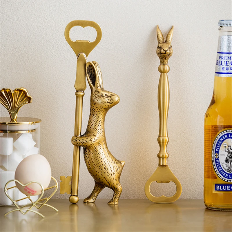 

Retro Brass Bottle Opener Rabbit Shape Cool Gadgets Creative Beer Opener Light Luxury Household Bottle Opener For Kitchen Gift