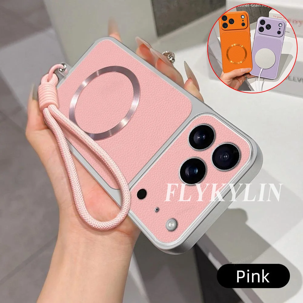 Litchi Texture Protective Phone Case with Magnetic Attraction and Hanging Rope