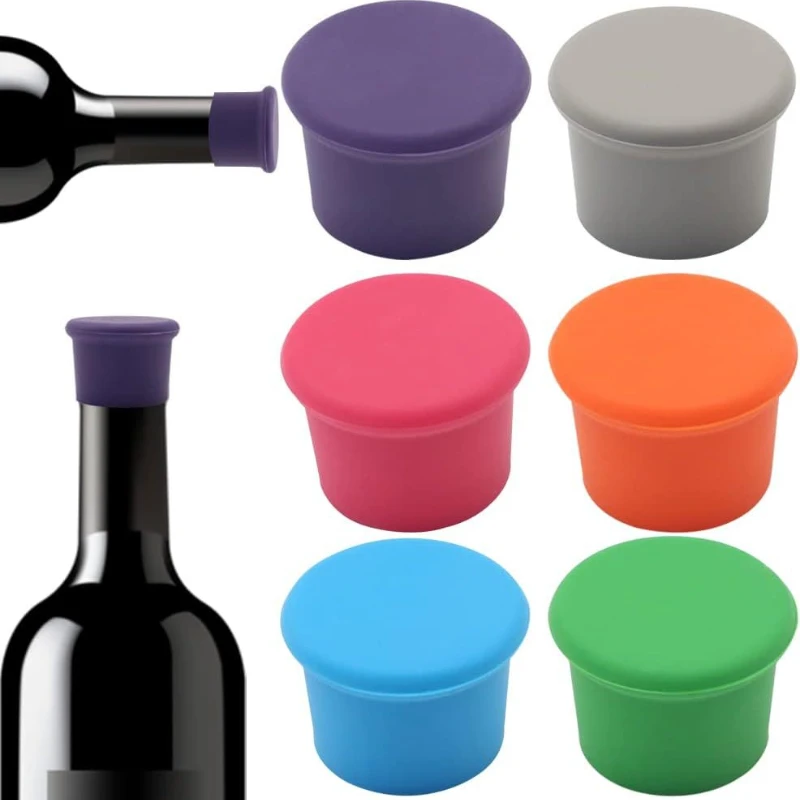 6 Color Sets Silicone Rubber Wine Bottle Stopper Airtight Seal Reusable Round Silicone Corks Bottle Covers Leak Proof Beer Corks