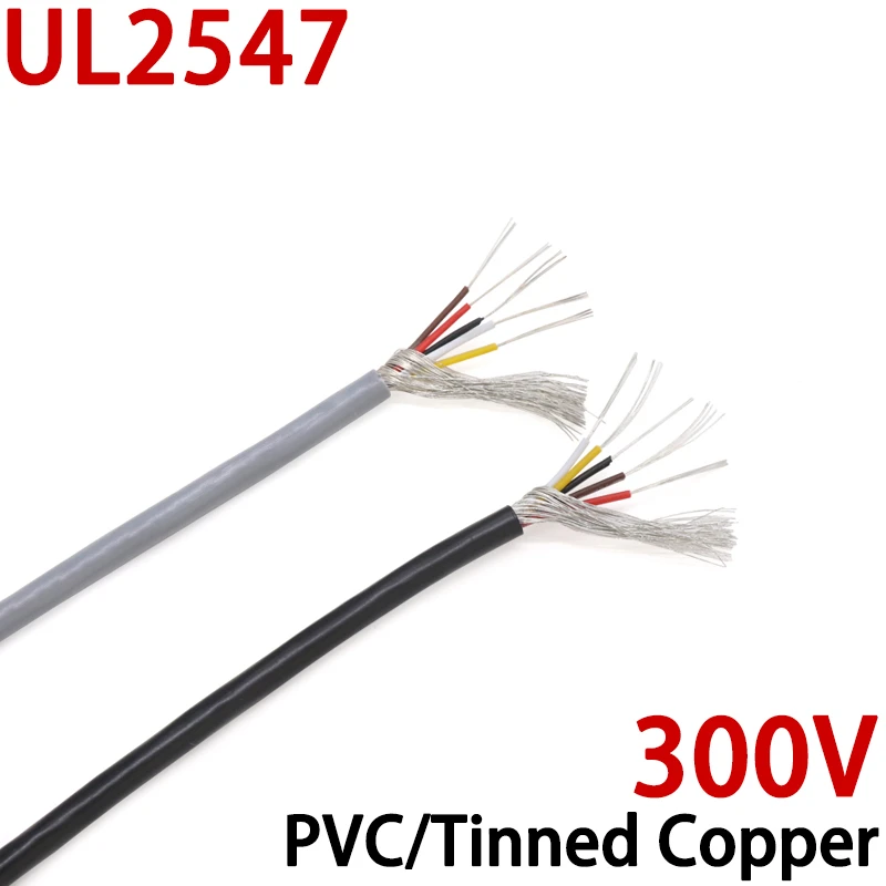 5M Shielded Wire 30AWG 28AWG 26AWG 24AWG 22AWG 20AWG Audio 2 3 4 5 6 7