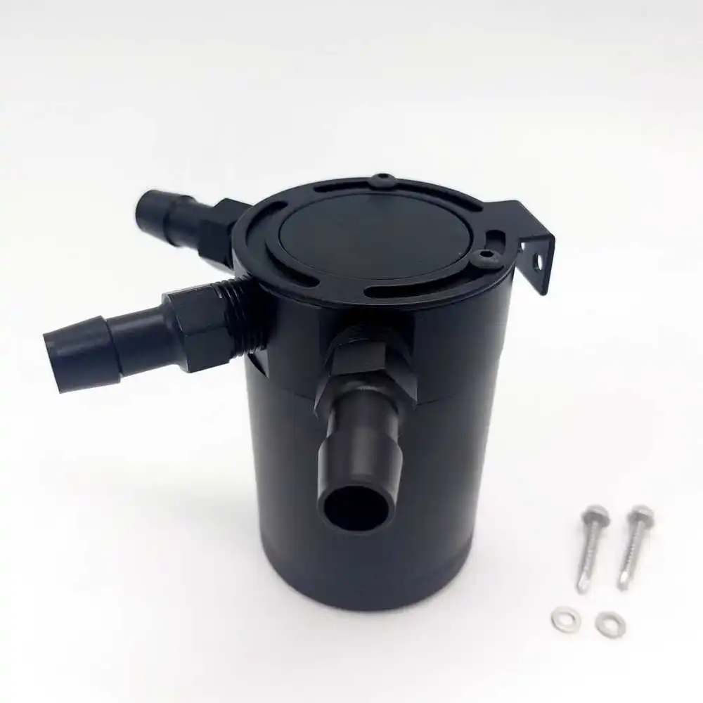 Universal Oil Catch Can Aluminum Baffled Oil Catch Tank 3-Port Air-Oil Separator PCV Crank Case Breather