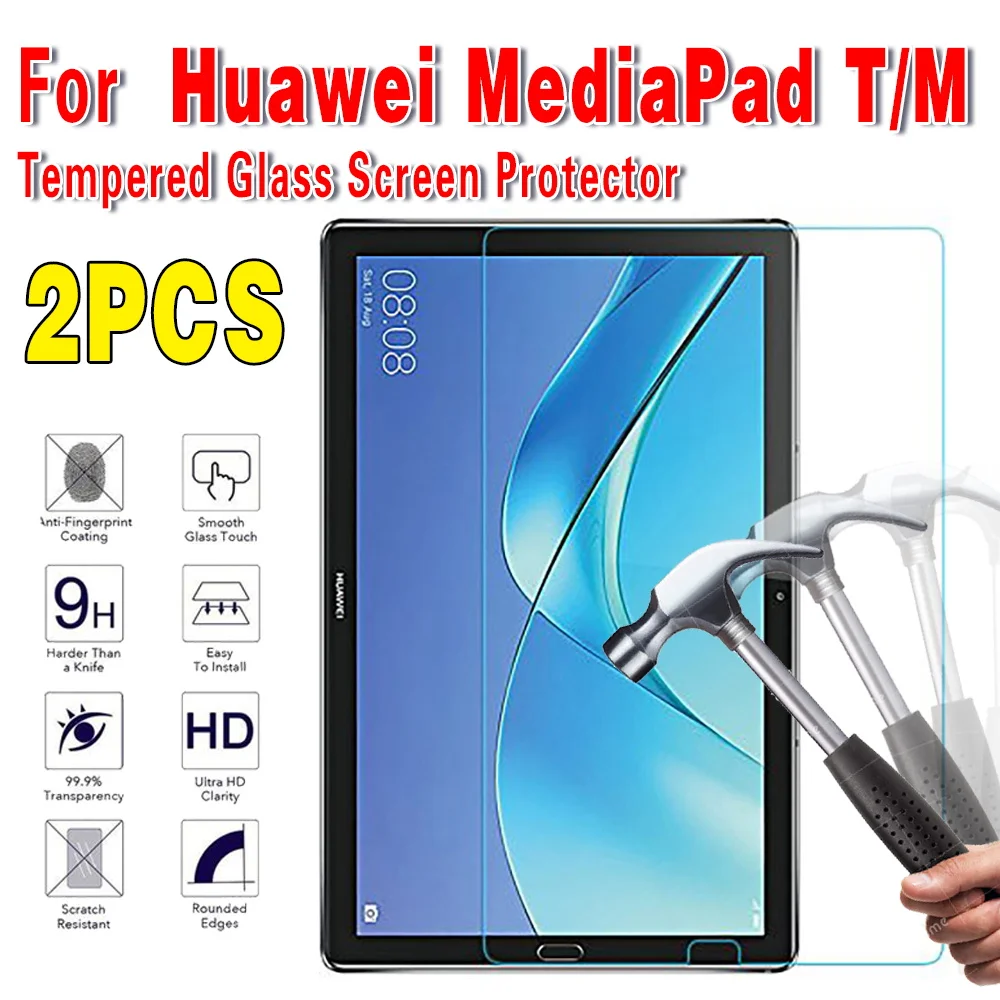 Vidro Temperado Protetor de Tela para Tablet Huawei Mediapad 10.4 Pro 10.8 t3 t5 t8 T10 T10s m5 m6 Pcs