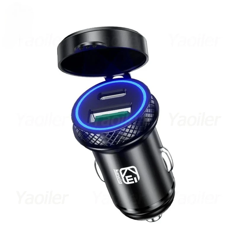 Caricabatteria da auto USB C Adattatore per caricabatteria da auto super veloce da 60 W/5 A Caricatore per telefono da auto QC3.0 e PD tipo C adatto per iPhone Xiaomi Samsung