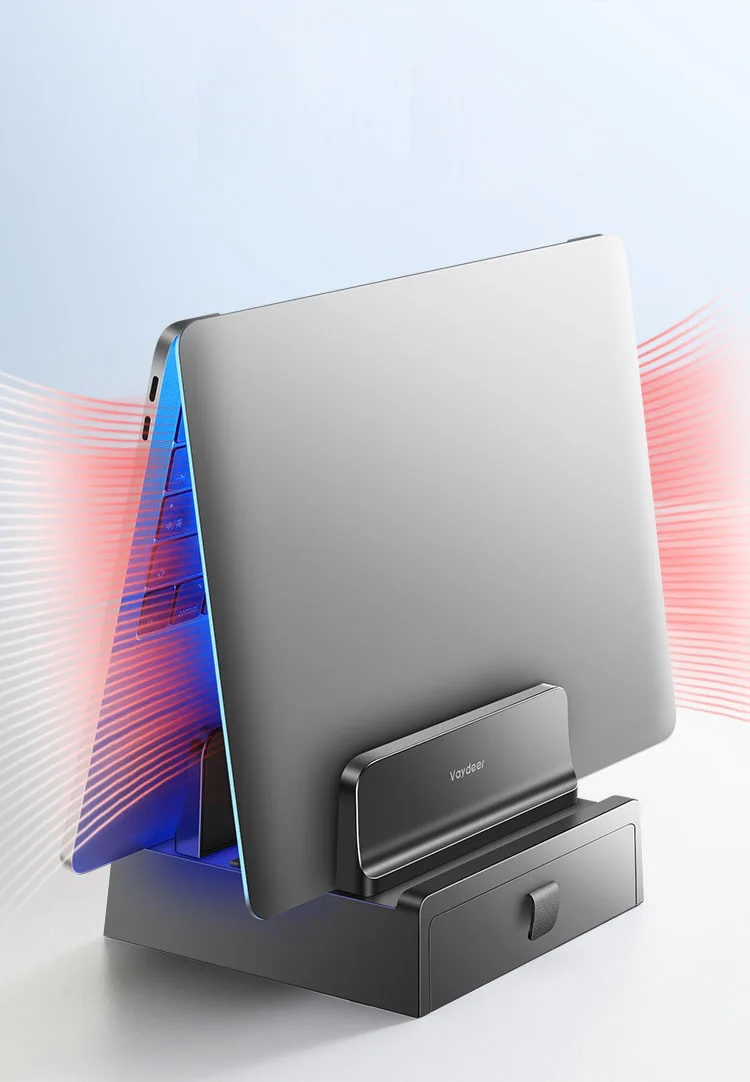 Vaydeer 수직 듀얼 슬롯 플라스틱 노트북 스탠드 (서랍 포함) MacBook Pro 용 컴퓨터 랙 홀더 HUAWEI 데스크탑 스토리지베이스