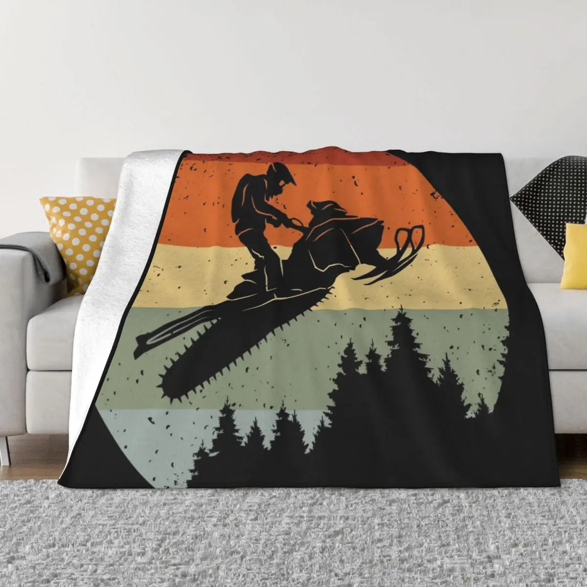 

Snowmobile Retro Throw Blanket wednesday Blankets Sofas Of Decoration Blankets