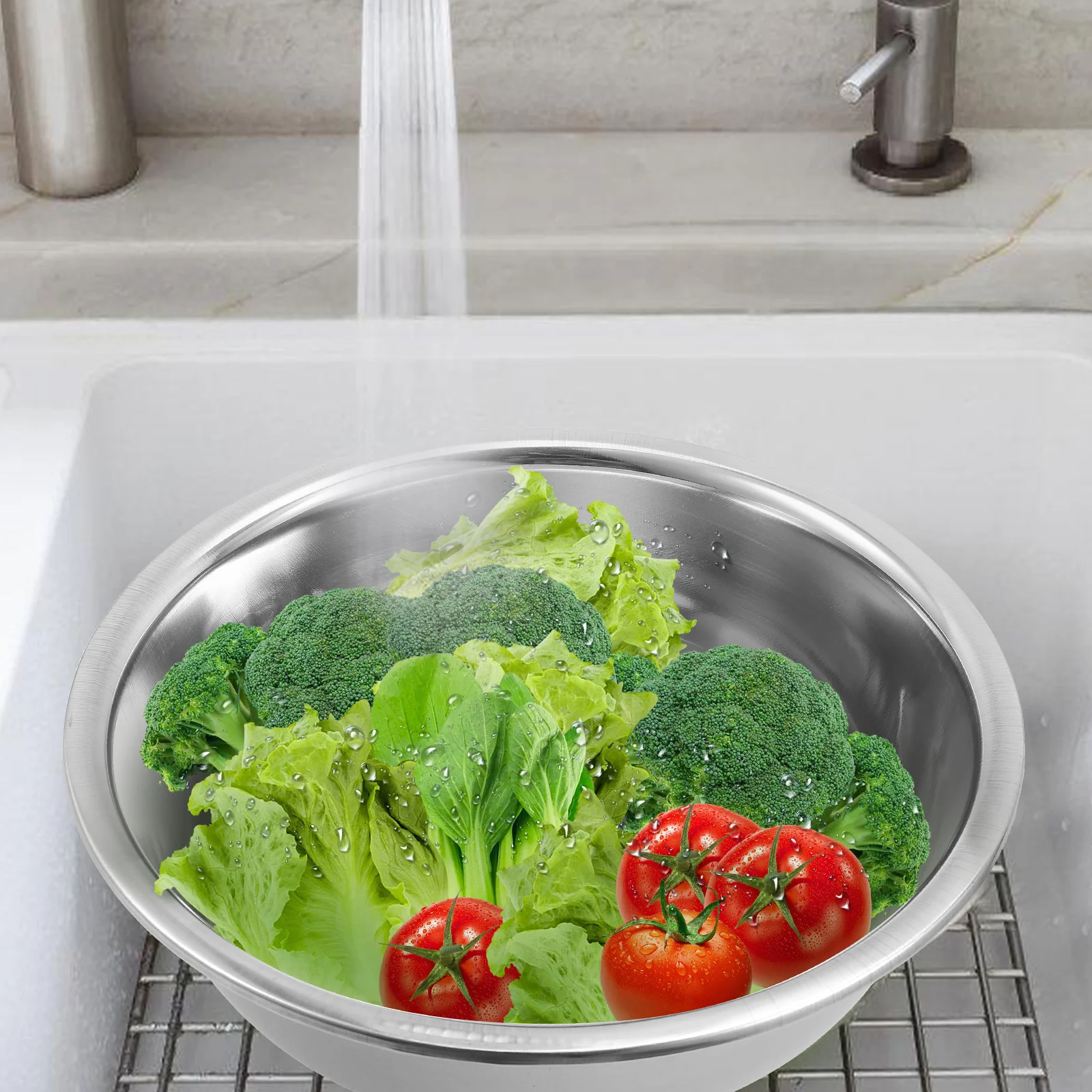 StainlessSteel Basin SoupBowl KitchenFixture HomeTableware PracticalLaundryTub VegetableWasher KitchenSinks